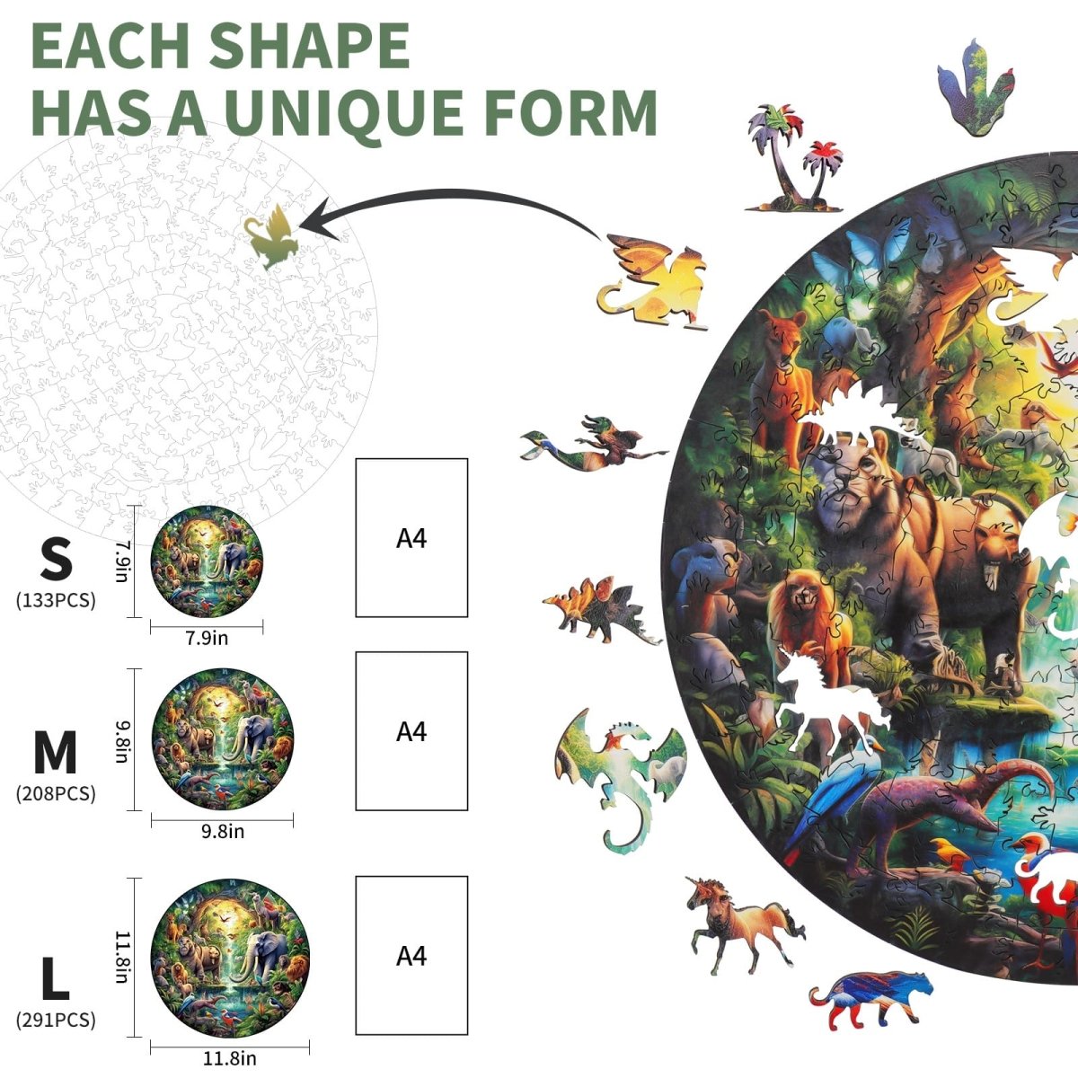 Wonderful Animals Wooden Jigsaw Puzzle - KAAYEE Puzzle