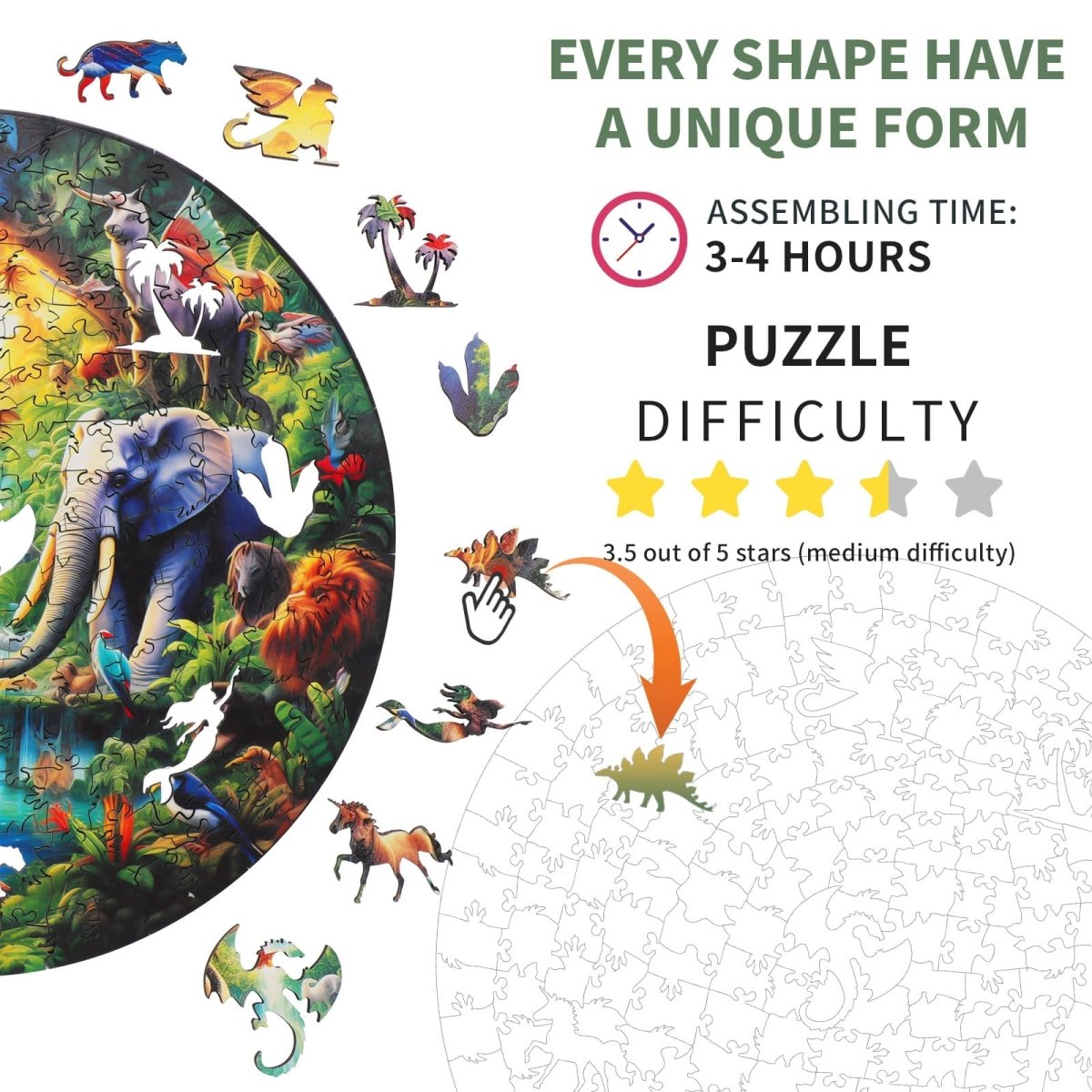 Wonderful Animals Wooden Jigsaw Puzzle - KAAYEE Puzzle