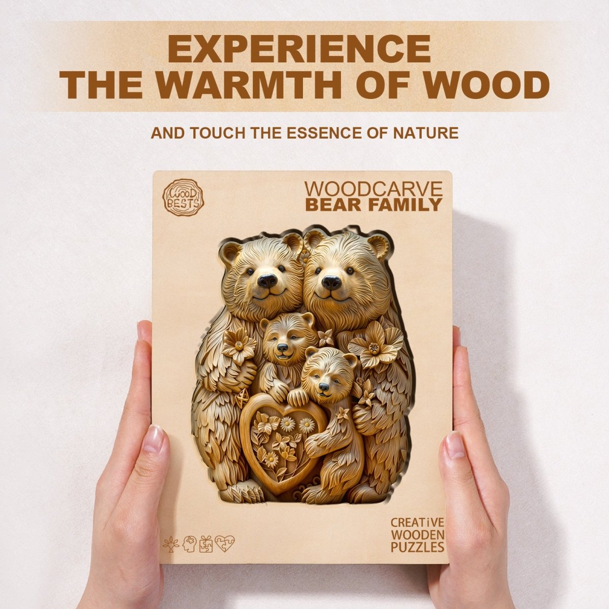 Woodcarve bear family Wooden Jigsaw Puzzle - KAAYEE Puzzle