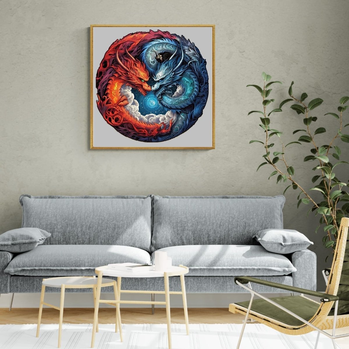 Yin Yang Dragon 2 Wooden Jigsaw Puzzle - KAAYEE Puzzle