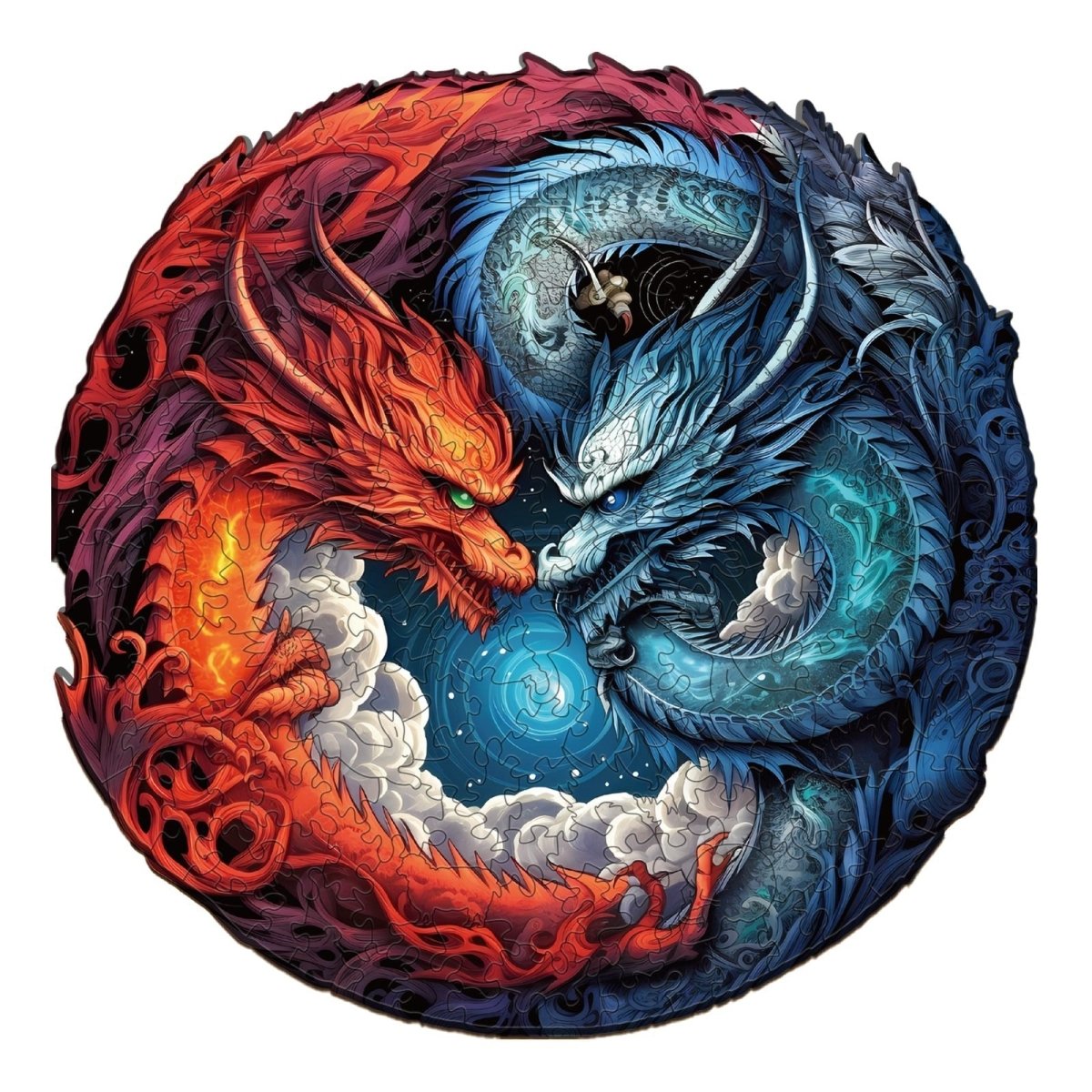 Yin Yang Dragon 2 Wooden Jigsaw Puzzle - KAAYEE Puzzle