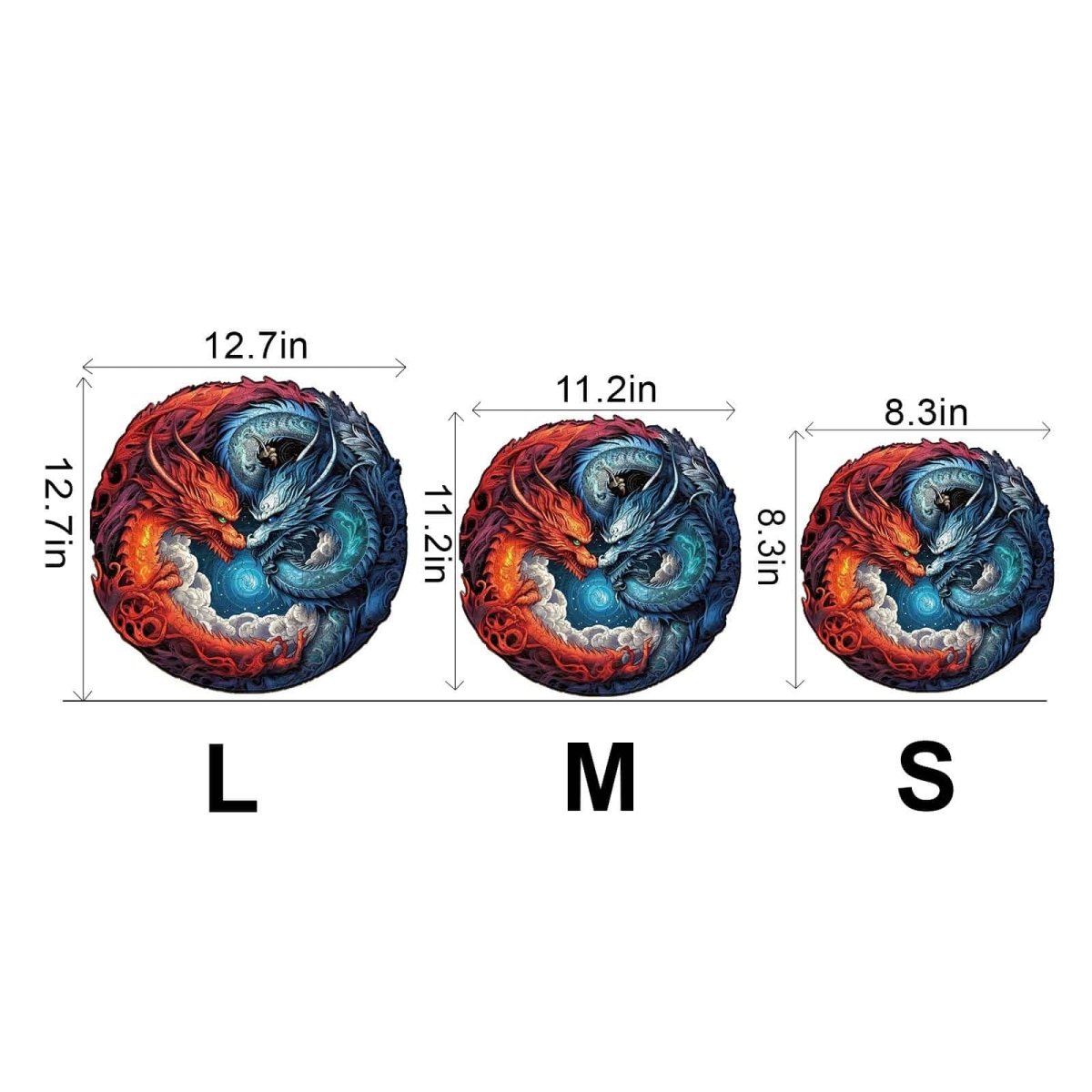 Yin Yang Dragon 2 Wooden Jigsaw Puzzle - KAAYEE Puzzle