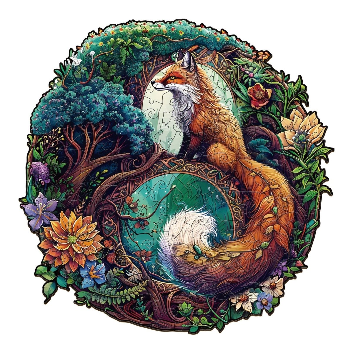 Yin Yang Fox 3 Wooden Jigsaw Puzzle - KAAYEE Puzzle