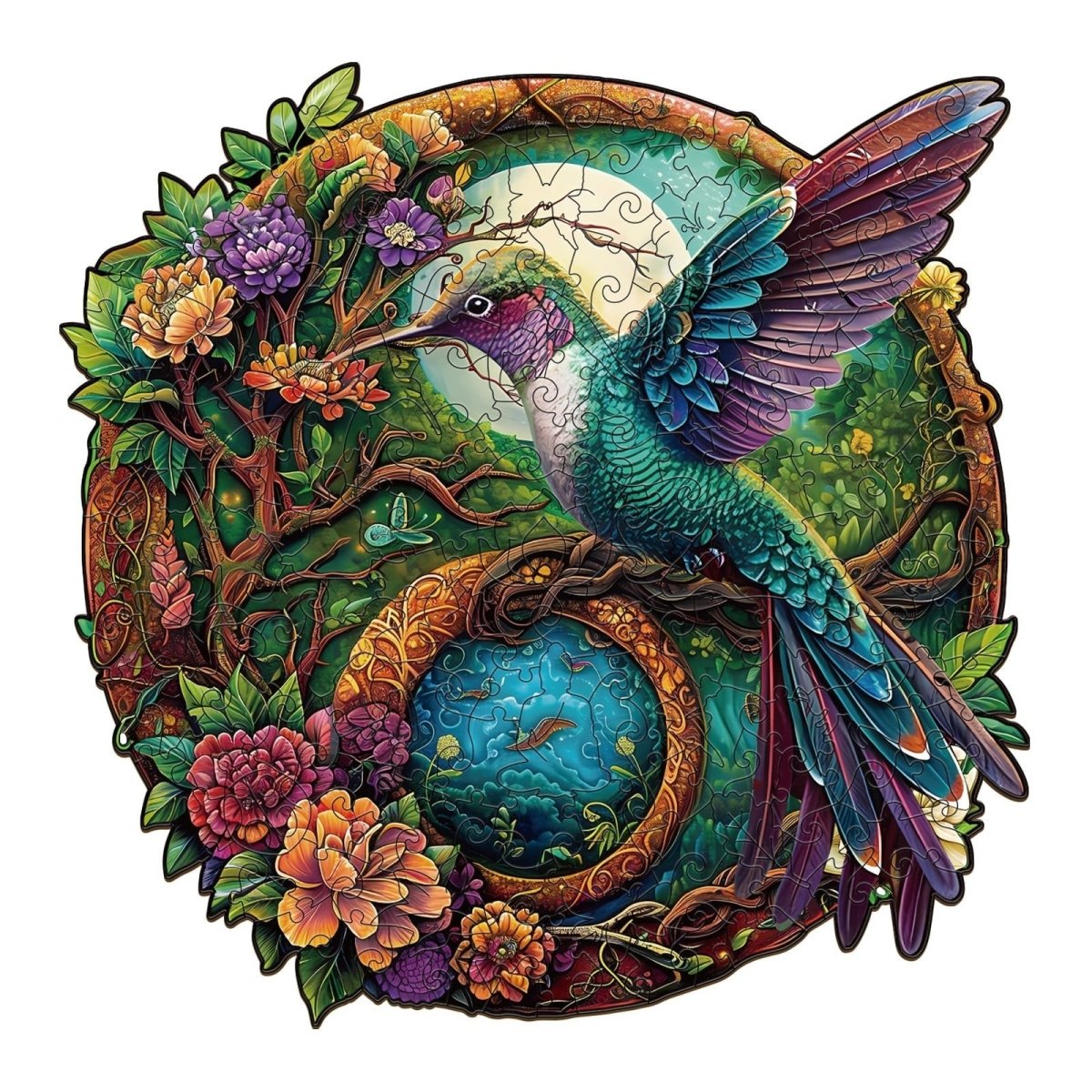 Yin Yang Hummingbird 2 Wooden Jigsaw Puzzle - KAAYEE Puzzle