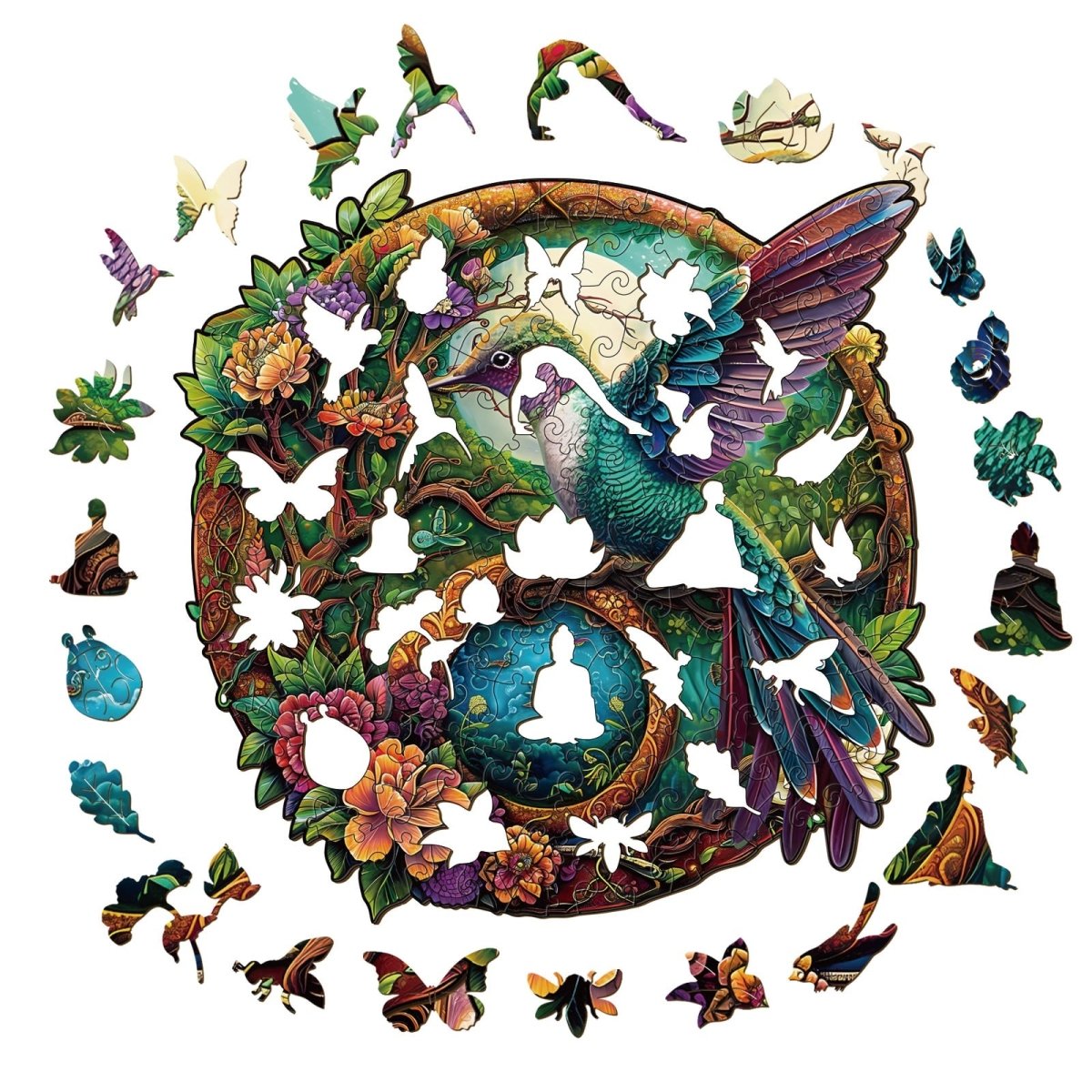 Yin Yang Hummingbird 2 Wooden Jigsaw Puzzle - KAAYEE Puzzle