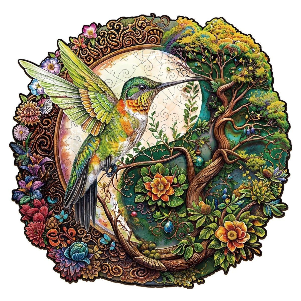 Yin Yang Hummingbird Wooden Jigsaw Puzzle - KAAYEE Puzzle