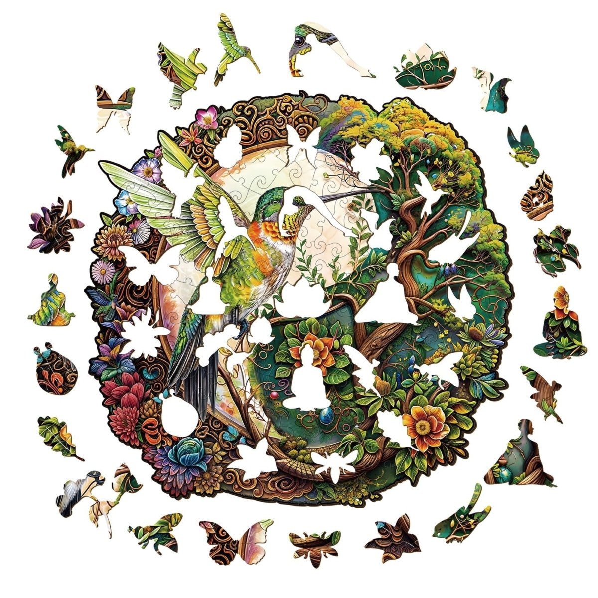 Yin Yang Hummingbird Wooden Jigsaw Puzzle - KAAYEE Puzzle