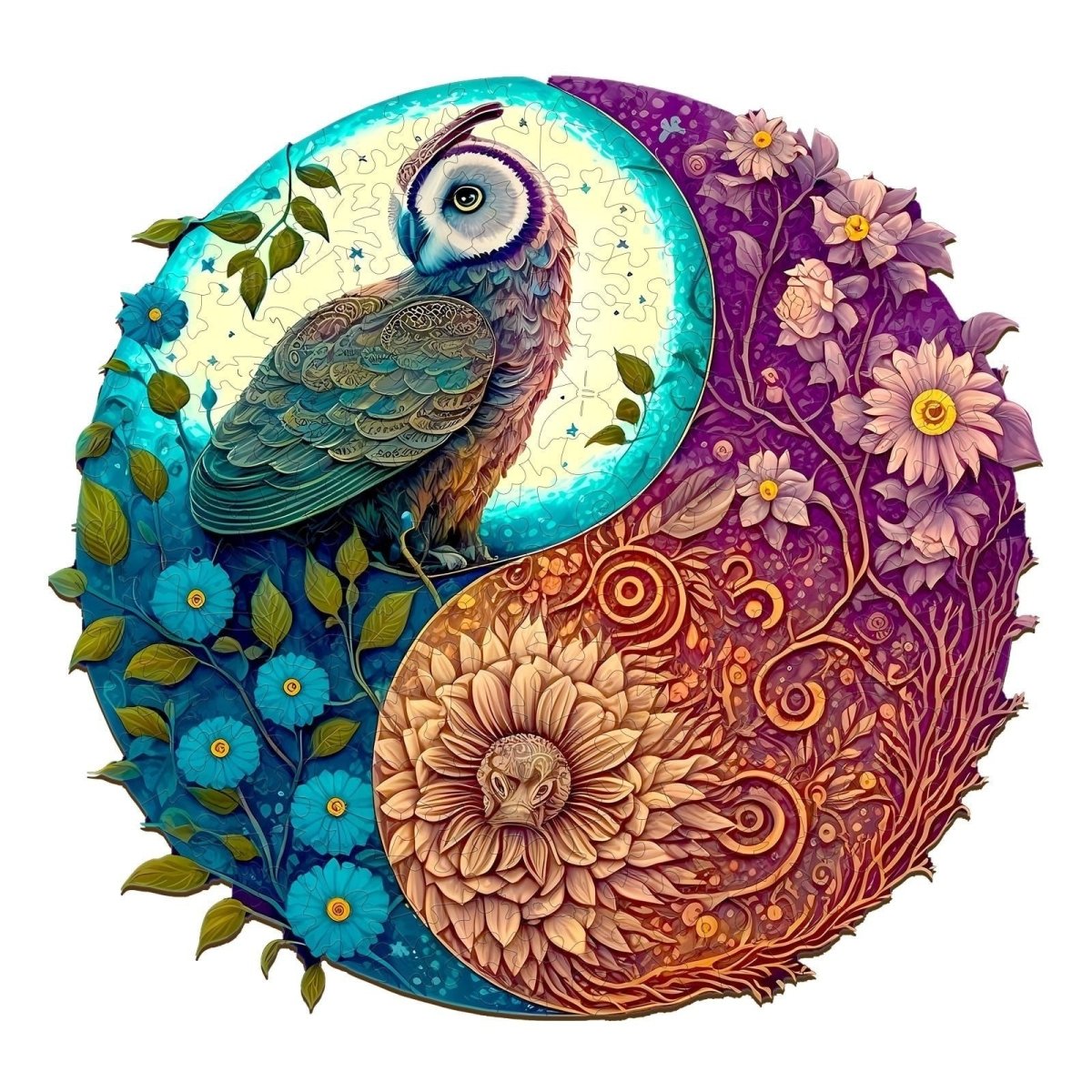 Yin Yang Owl 2 Wooden Jigsaw Puzzle - KAAYEE Puzzle