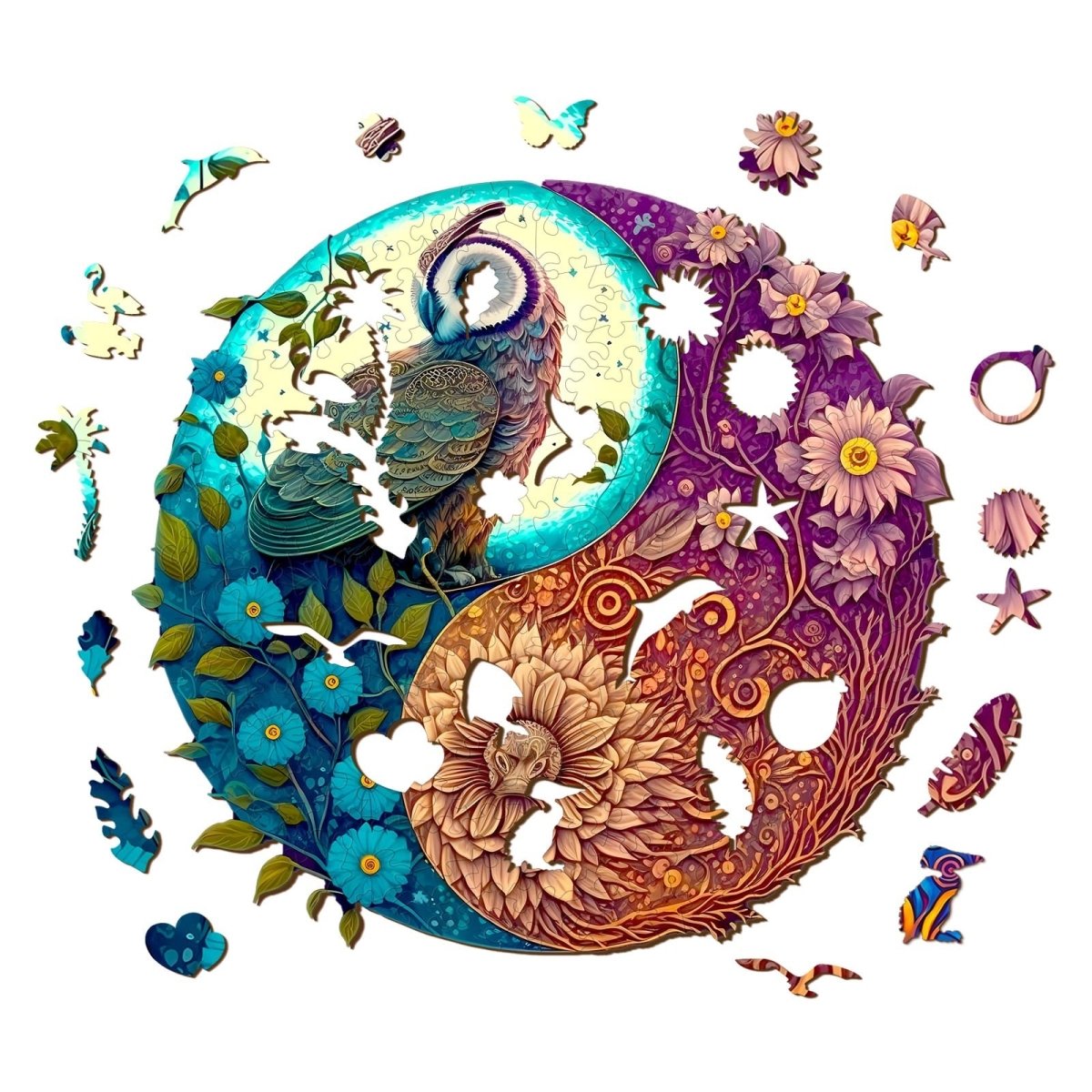 Yin Yang Owl 2 Wooden Jigsaw Puzzle - KAAYEE Puzzle