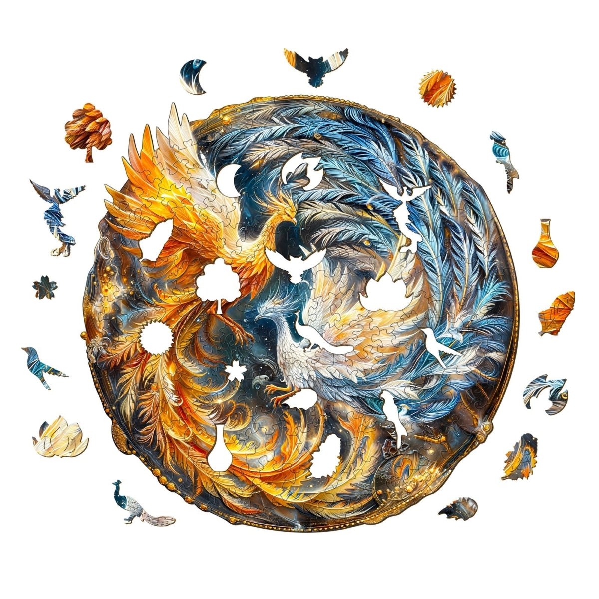 Yin Yang Phoenix 2 Wooden Jigsaw Puzzle - KAAYEE Puzzle