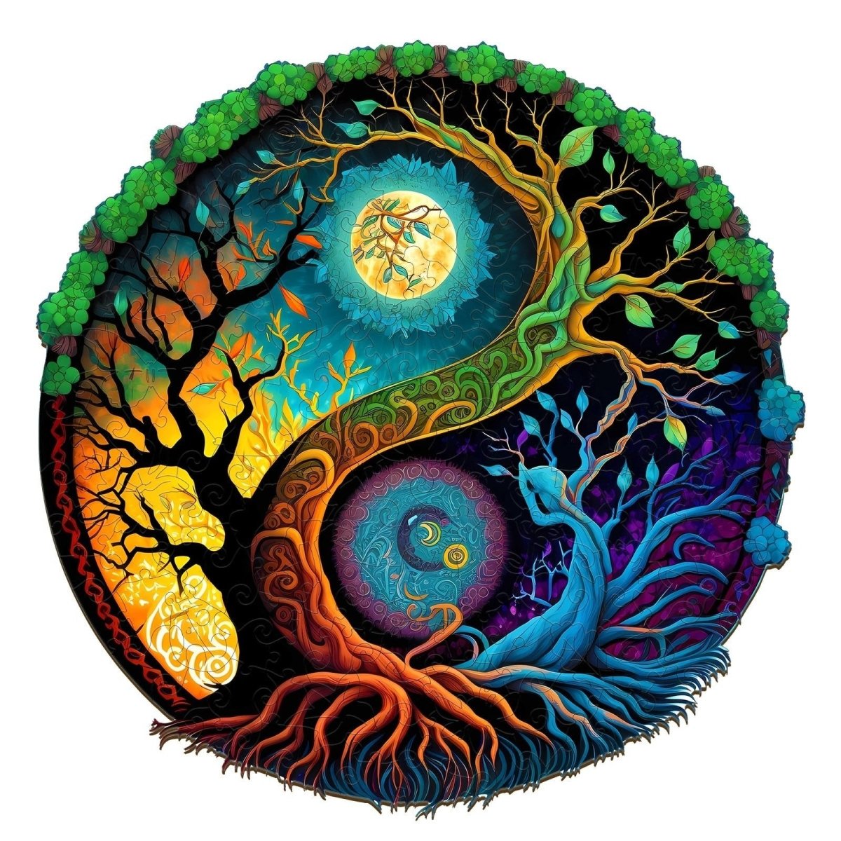 Yin Yang Tree of Life 3 Wooden Jigsaw Puzzle - KAAYEE Puzzle