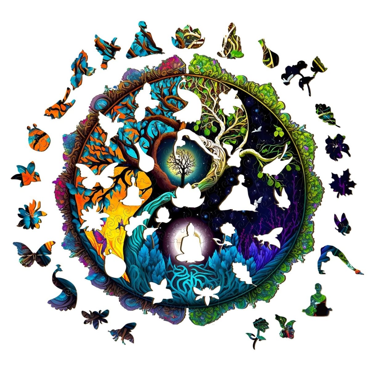 Yin Yang Tree of Life 4 Wooden Jigsaw Puzzle - KAAYEE Puzzle