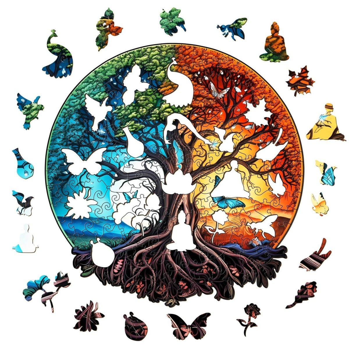 YIN YANG TREE OF LIFE 5 Wooden Jigsaw Puzzle - KAAYEE Puzzle