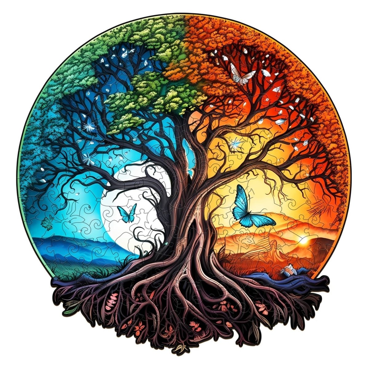 YIN YANG TREE OF LIFE 5 Wooden Jigsaw Puzzle - KAAYEE Puzzle