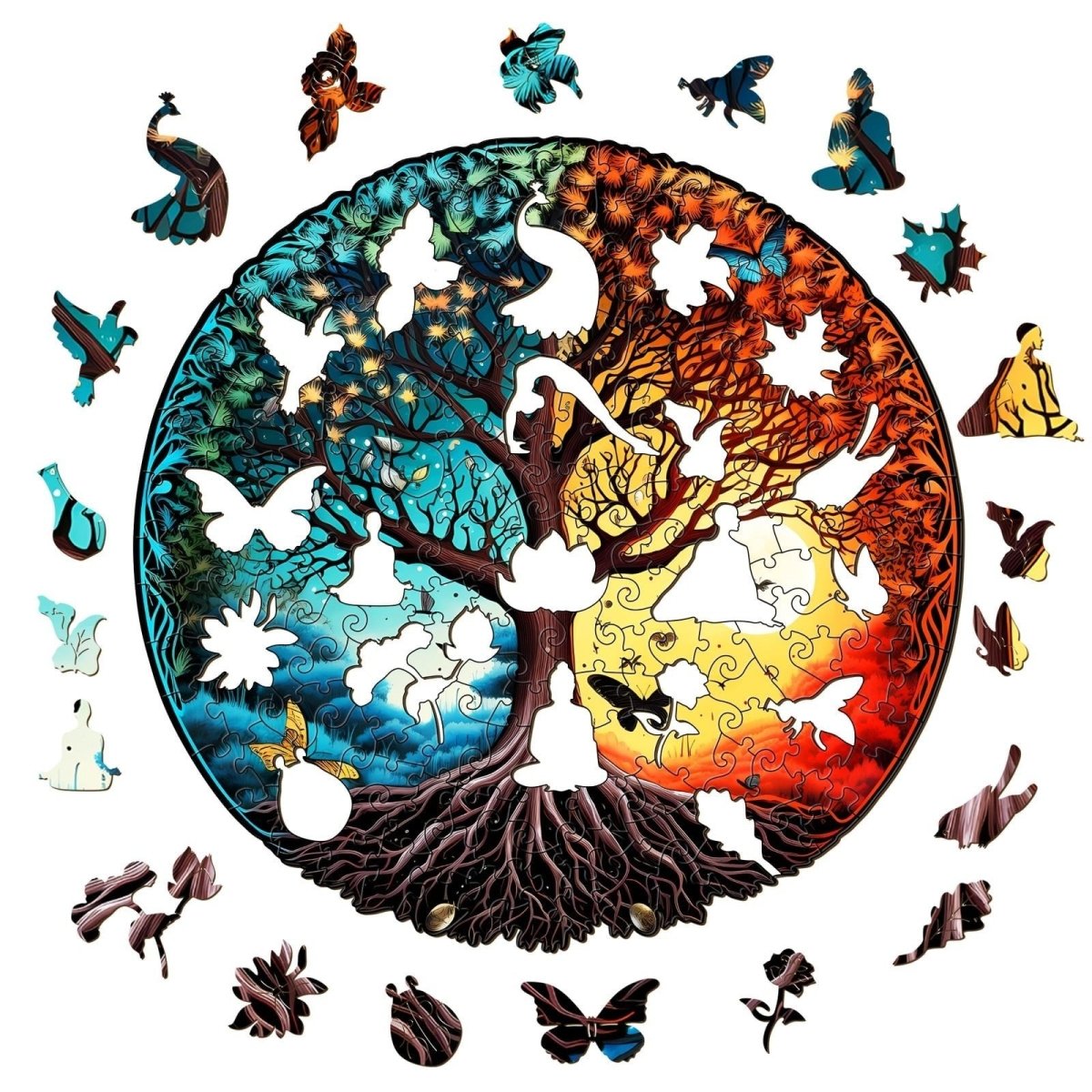 YIN YANG TREE OF LIFE 6 Wooden Jigsaw Puzzle - KAAYEE Puzzle