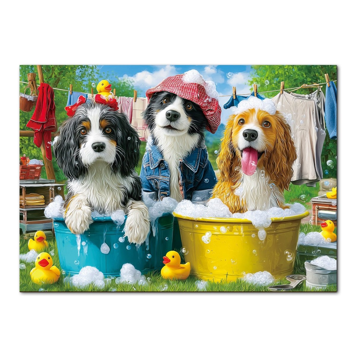 Artistic 1000-Piece Cardboard Jigsaw Puzzle - Bubble Pup Squad