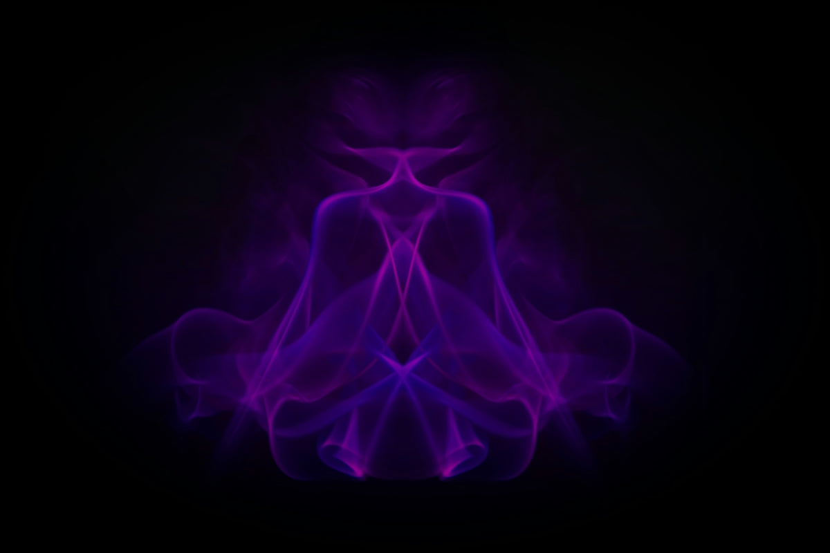 a purple smoke pattern on a black background