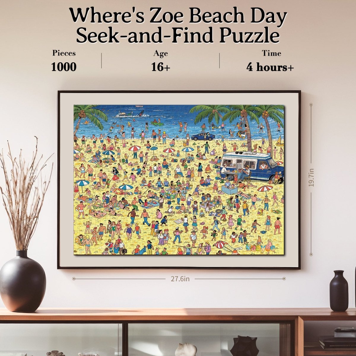 1000 - Piece Hidden Spot - the - Person Jigsaw Puzzle – Where’s Zoe? Beach Day - KAAYEE Puzzle