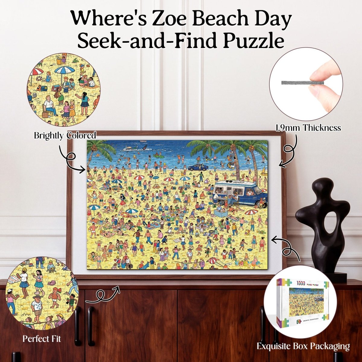 1000 - Piece Hidden Spot - the - Person Jigsaw Puzzle – Where’s Zoe? Beach Day - KAAYEE Puzzle