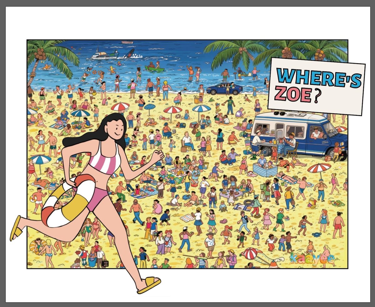 1000 - Piece Hidden Spot - the - Person Jigsaw Puzzle – Where’s Zoe? Beach Day - KAAYEE Puzzle