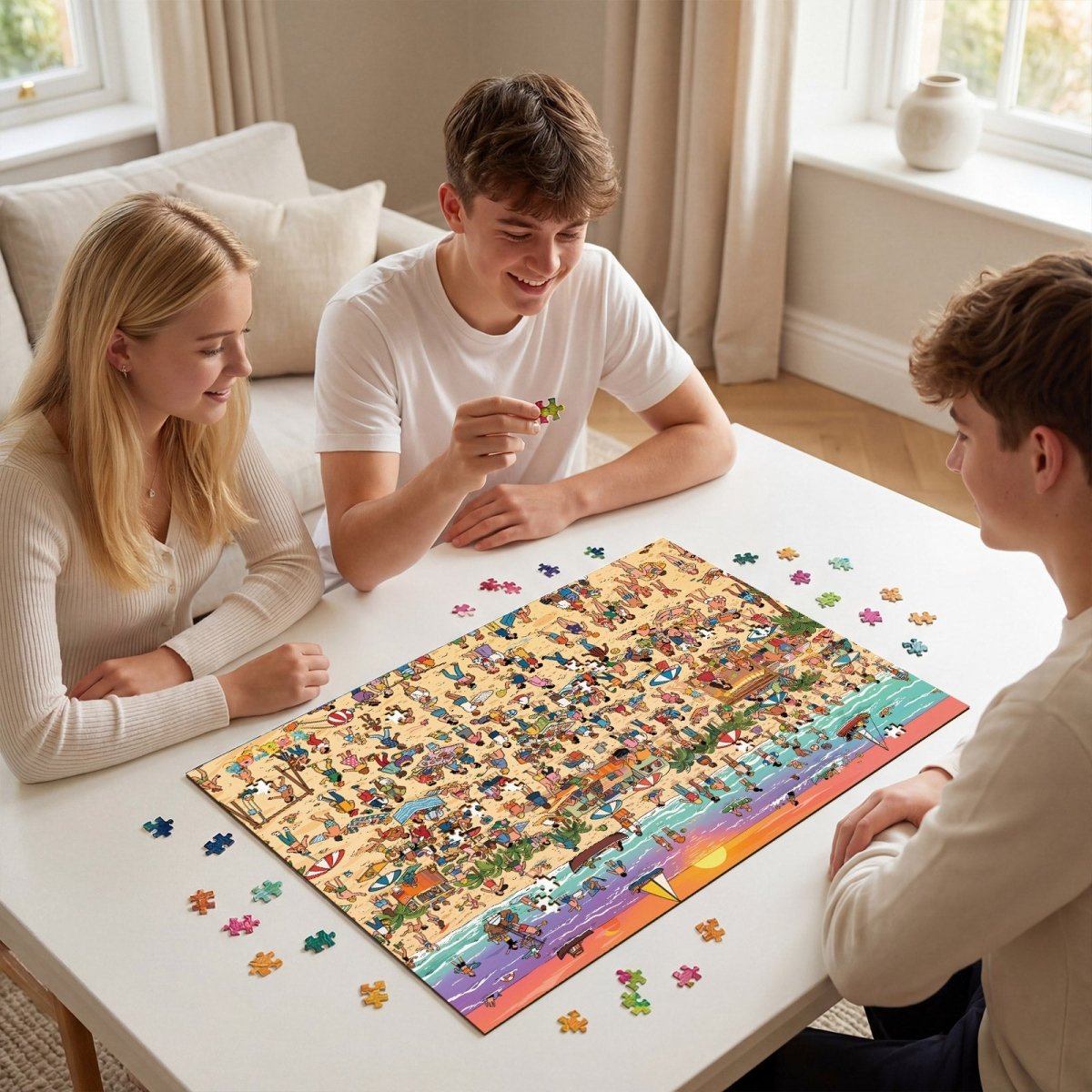 1000 - Piece Hidden Spot - the - Person Jigsaw Puzzle – Who's in Danger? Sunset Beach - KAAYEE Puzzle
