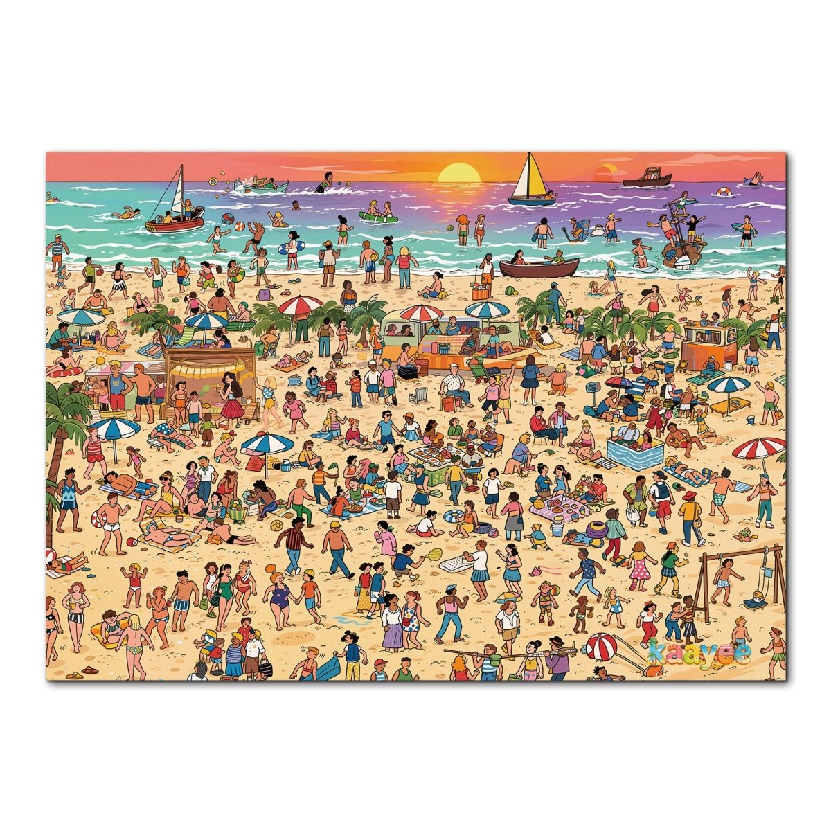 1000 - Piece Hidden Spot - the - Person Jigsaw Puzzle – Who's in Danger? Sunset Beach - KAAYEE Puzzle