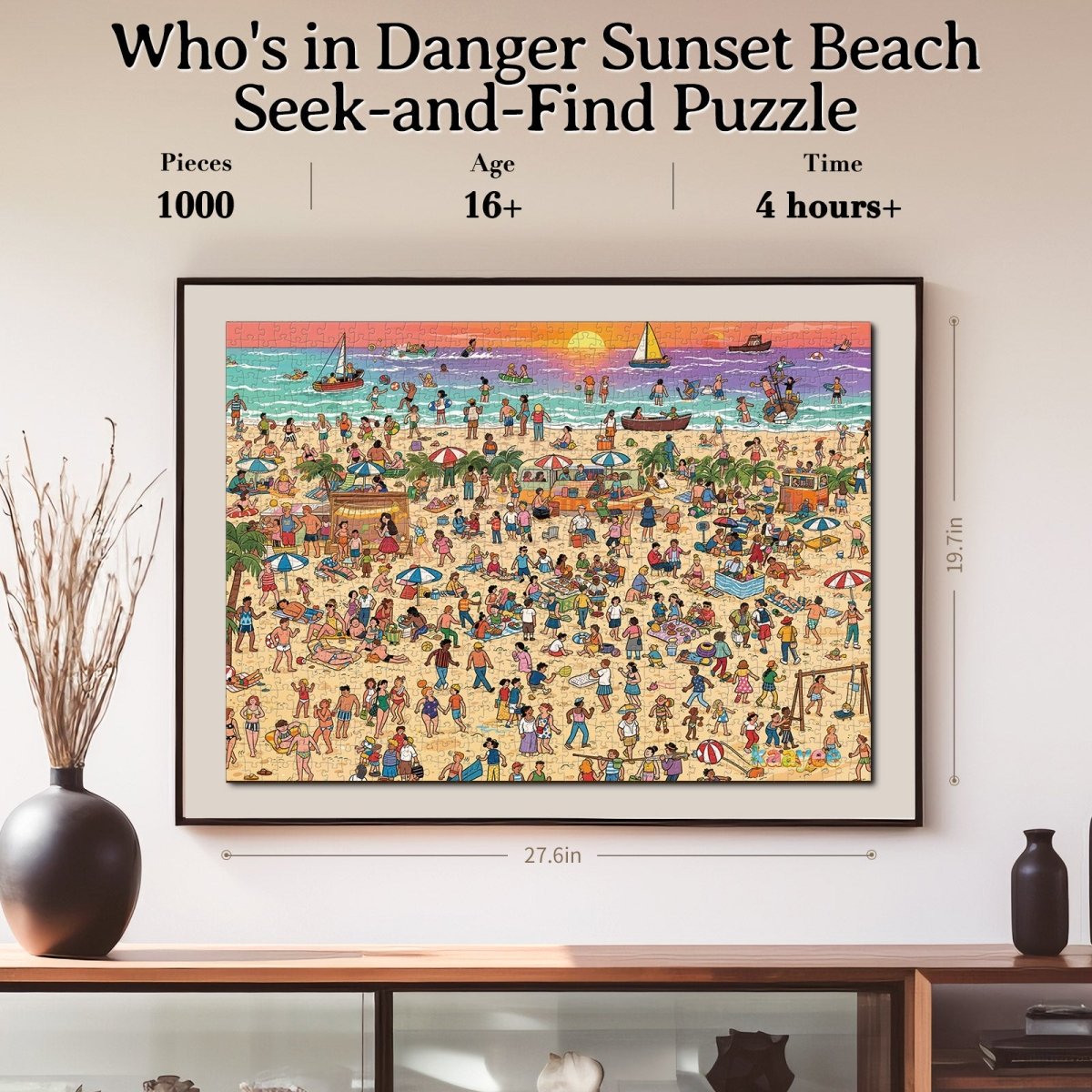 1000 - Piece Hidden Spot - the - Person Jigsaw Puzzle – Who's in Danger? Sunset Beach - KAAYEE Puzzle