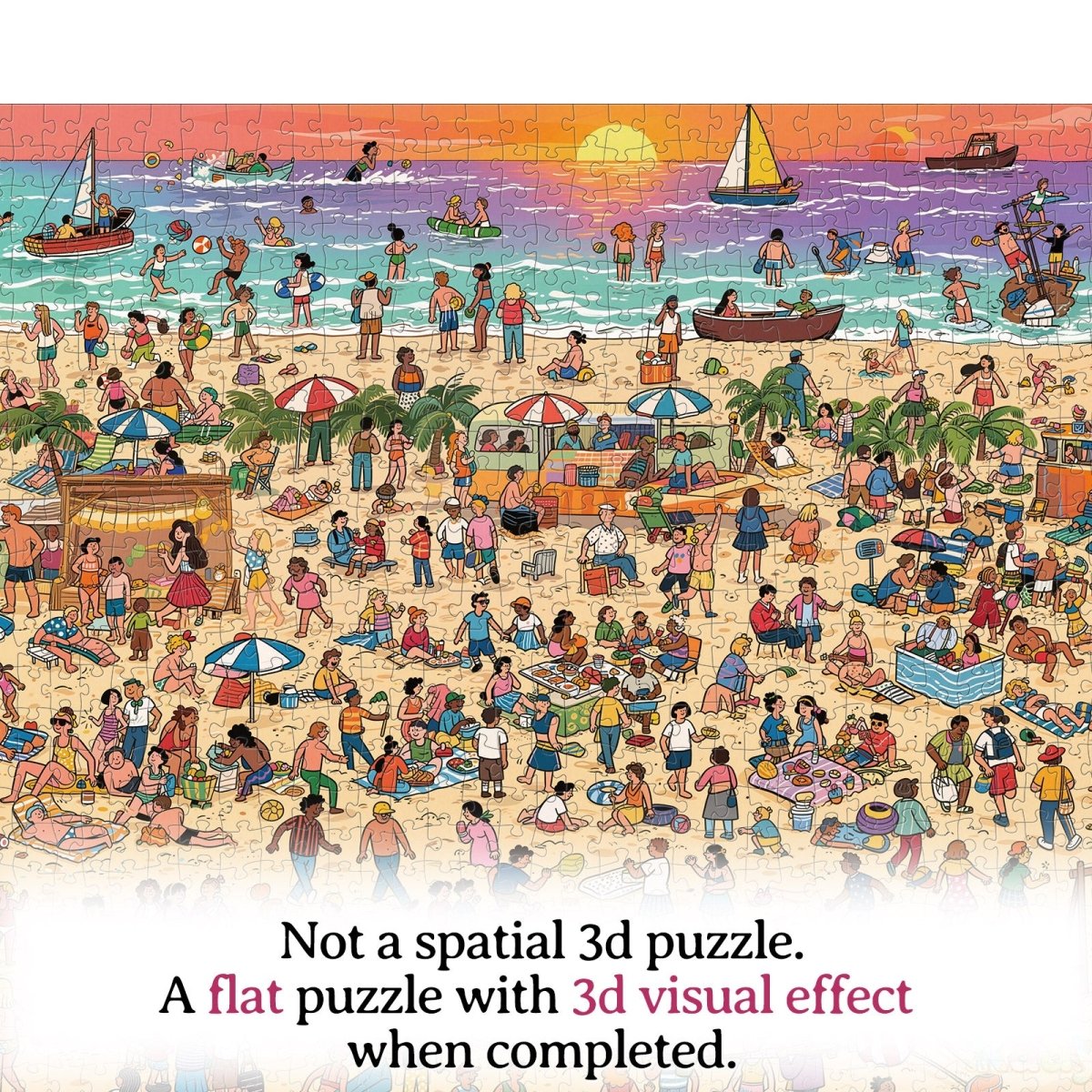 1000 - Piece Hidden Spot - the - Person Jigsaw Puzzle – Who's in Danger? Sunset Beach - KAAYEE Puzzle