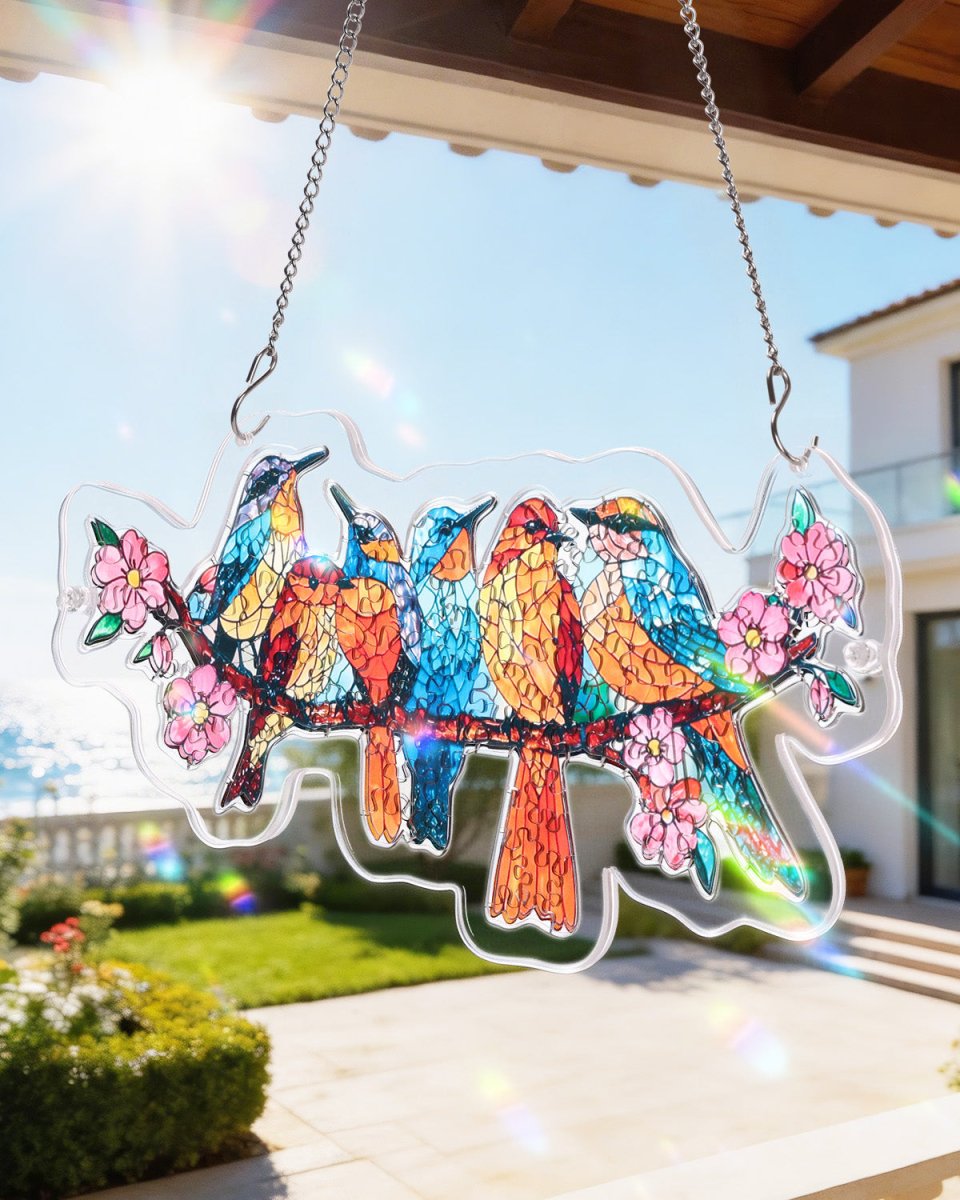 114 - piece Acrylic Jigsaw Puzzle Suncatcher - Blossom Songbirds - KAAYEE Puzzle