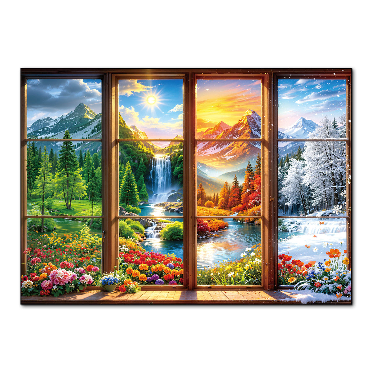 Artistic 1000-Piece Cardboard Jigsaw Puzzle - Seasons Outside Window ...