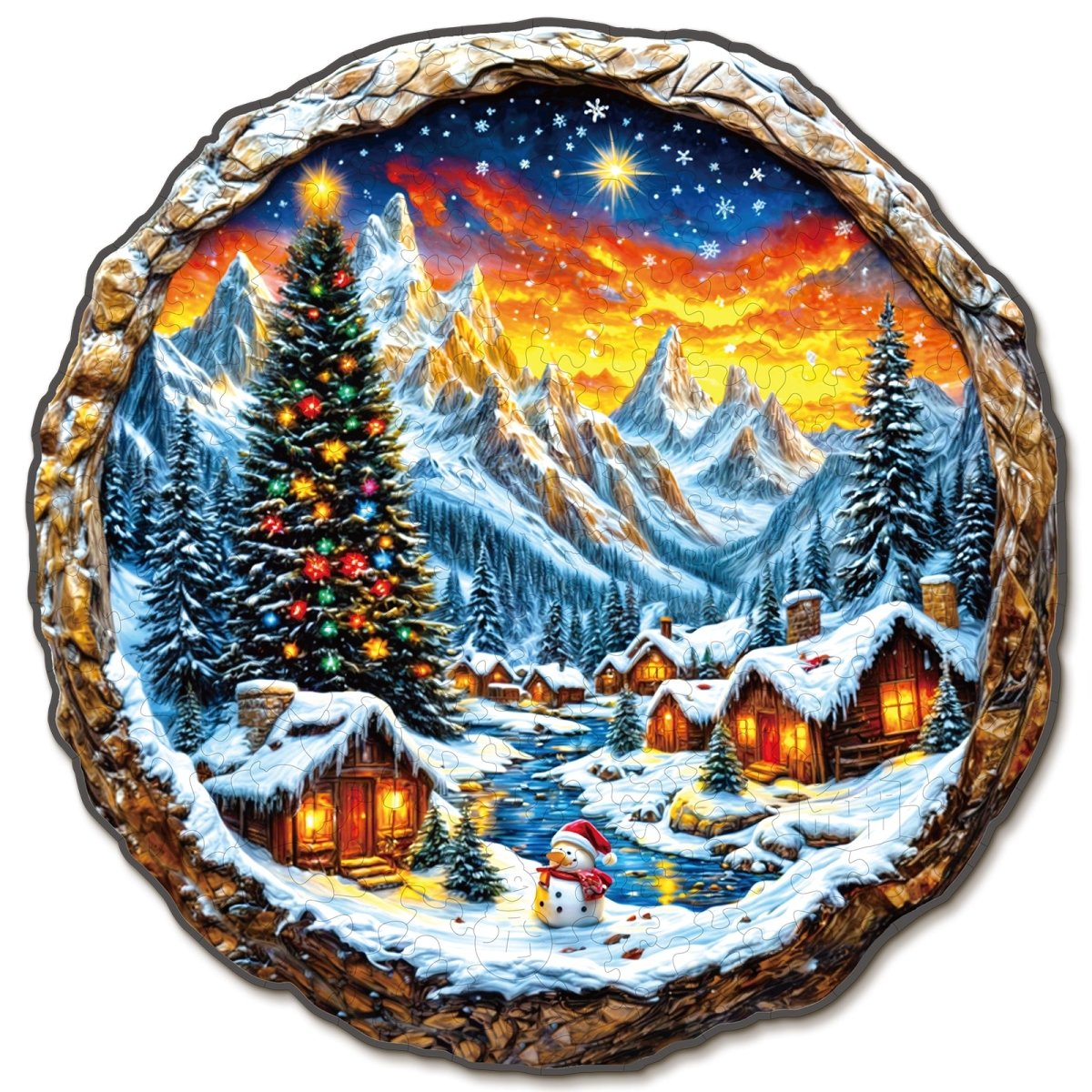 3D Christmas Town 2 Wooden Jigsaw Puzzle - KAAYEE Puzzle