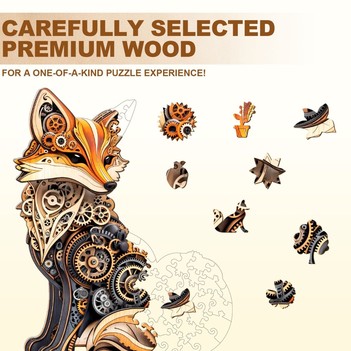 3D Gear fox Wooden Jigsaw Puzzle - KAAYEE Puzzle