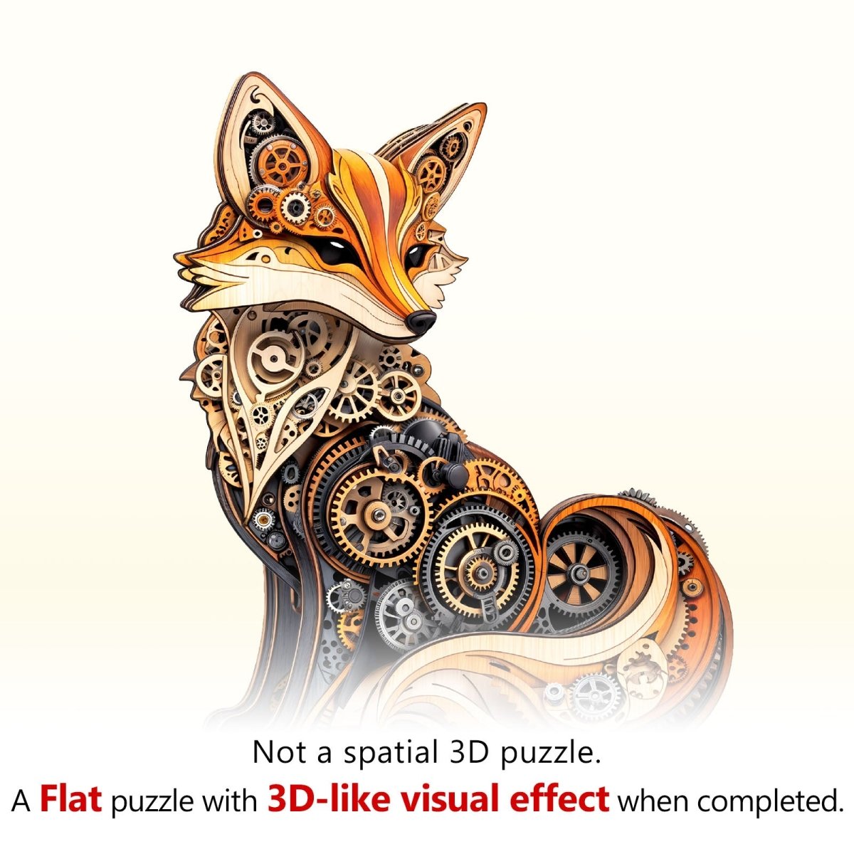 3D Gear fox Wooden Jigsaw Puzzle - KAAYEE Puzzle