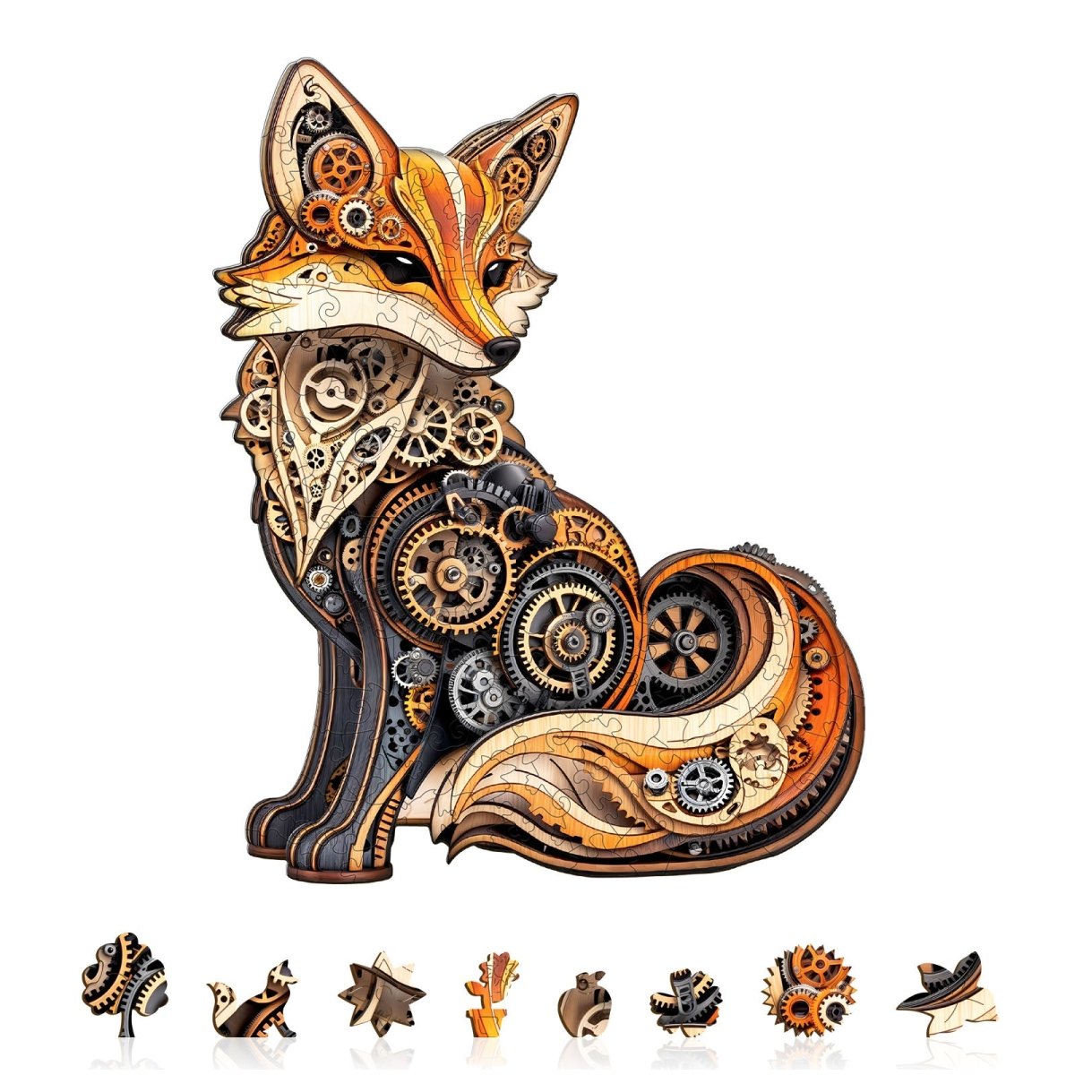 3D Gear fox Wooden Jigsaw Puzzle - KAAYEE Puzzle