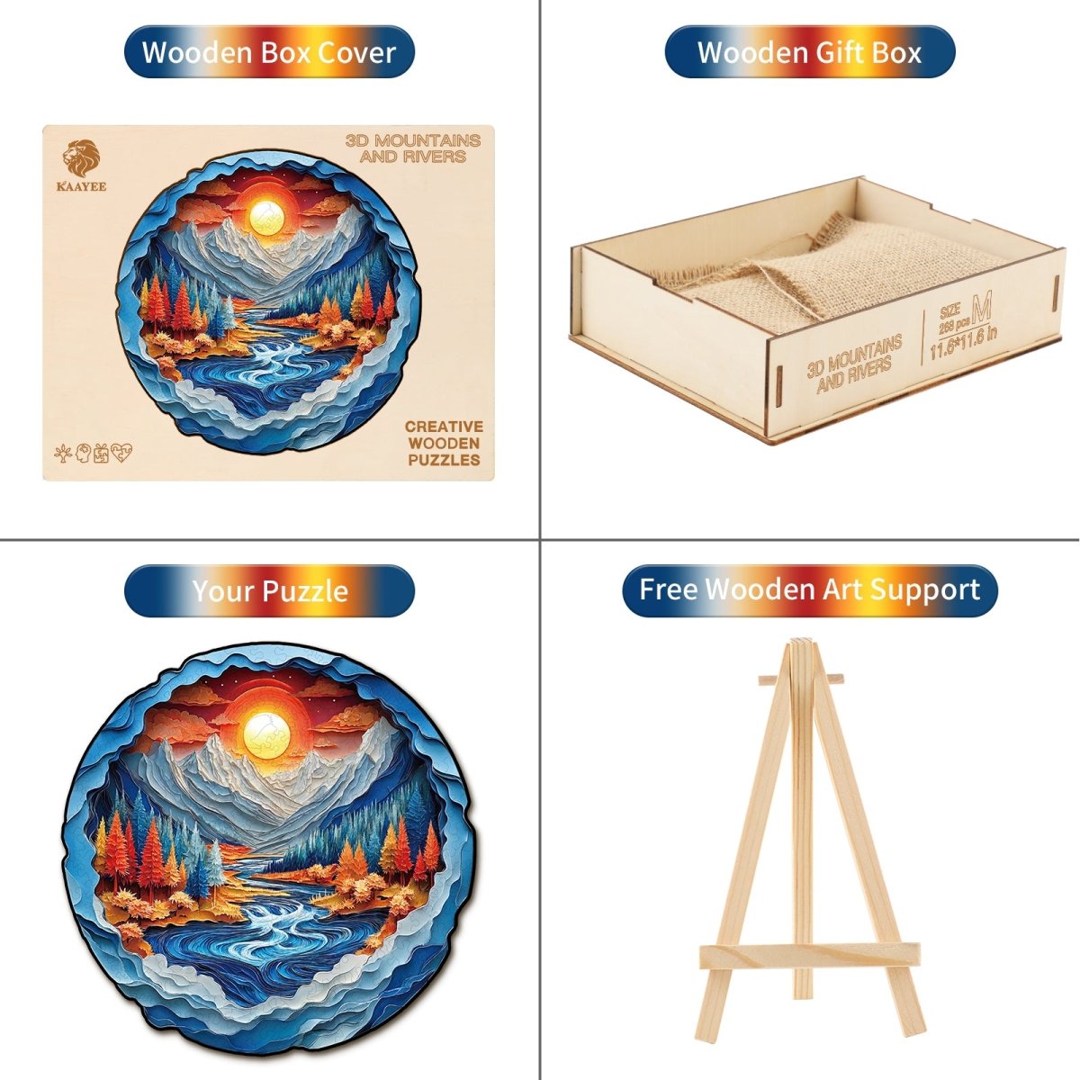 3D Mountains and Rivers Wooden Jigsaw Puzzle - KAAYEE Puzzle