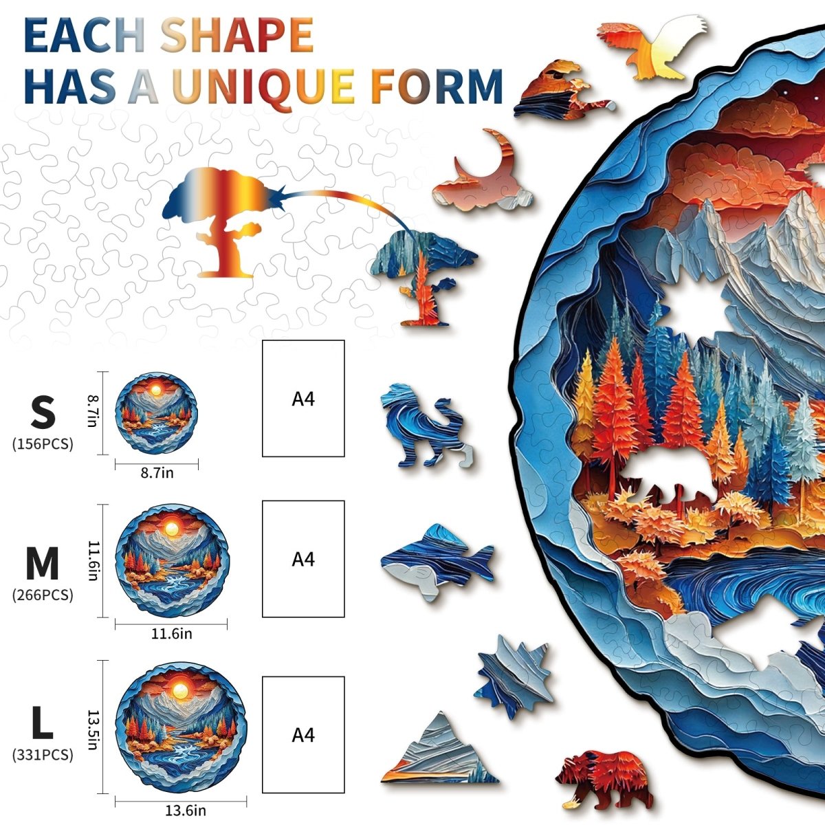 3D Mountains and Rivers Wooden Jigsaw Puzzle - KAAYEE Puzzle