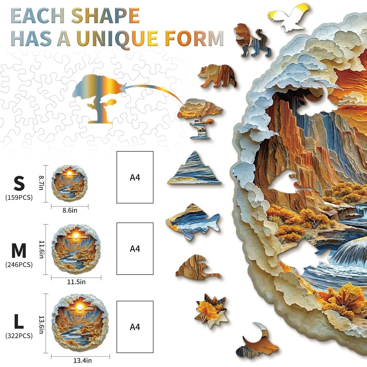 3D Rivers and Mountains Wooden Jigsaw Puzzle - KAAYEE Puzzle