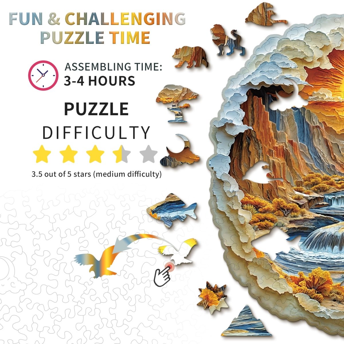 3D Rivers and Mountains Wooden Jigsaw Puzzle - KAAYEE Puzzle