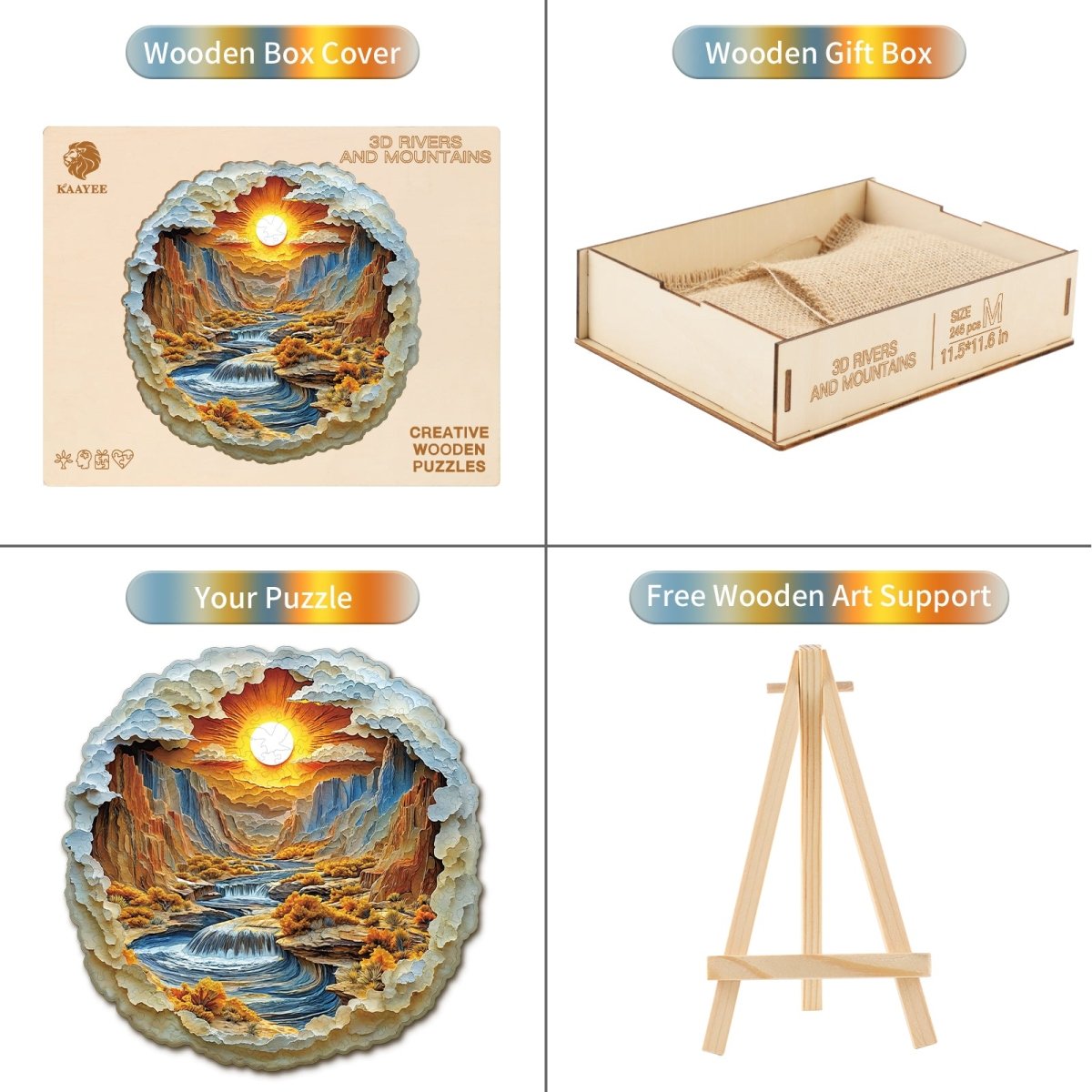3D Rivers and Mountains Wooden Jigsaw Puzzle - KAAYEE Puzzle