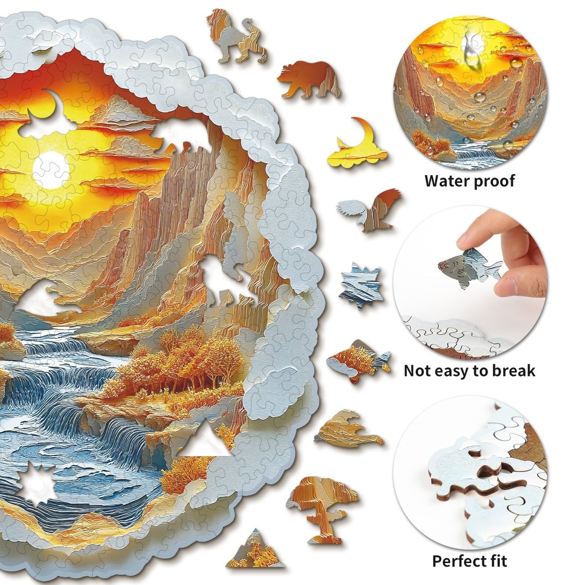 3D Sunset Light Wooden Jigsaw Puzzle - KAAYEE Puzzle