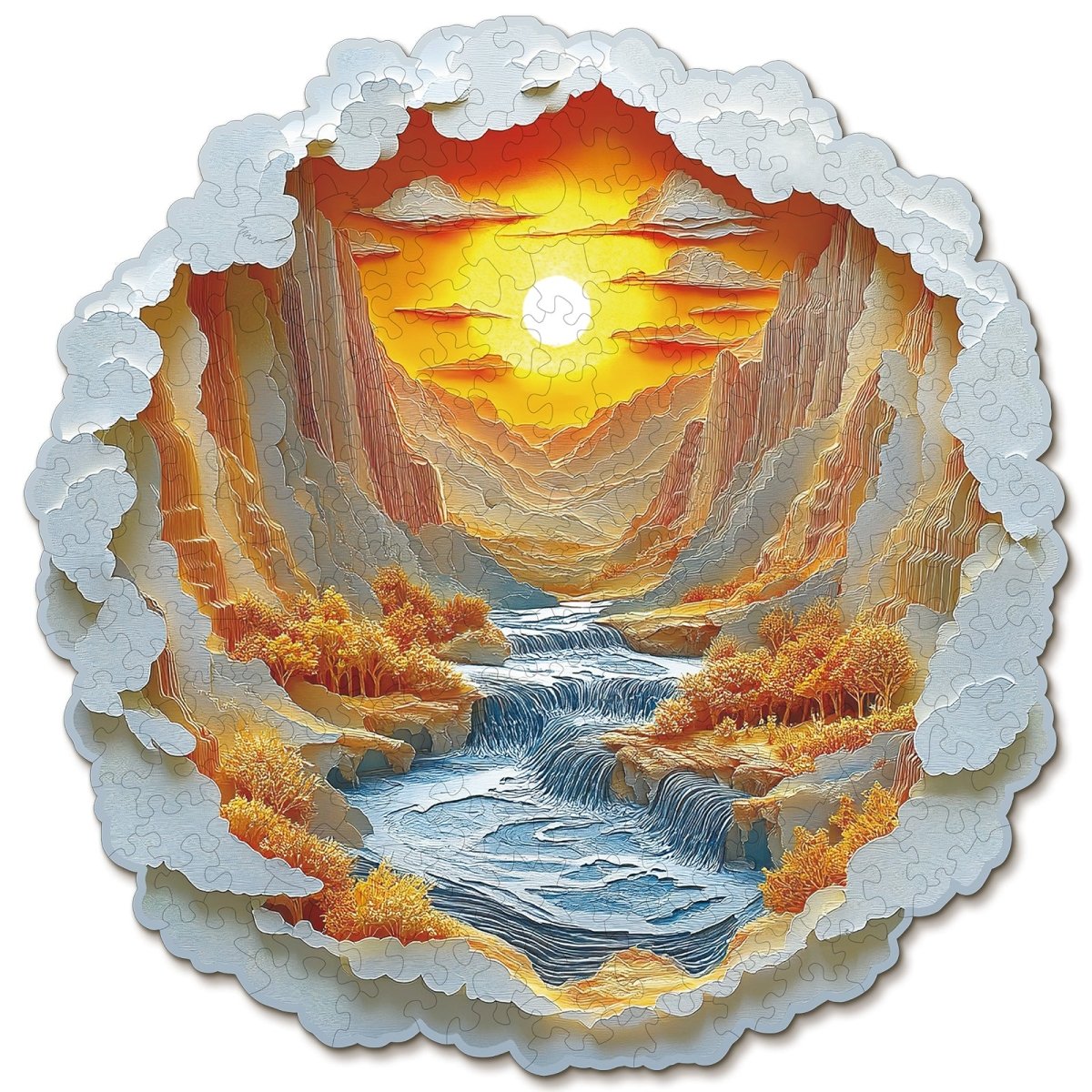 3D Sunset Light Wooden Jigsaw Puzzle - KAAYEE Puzzle
