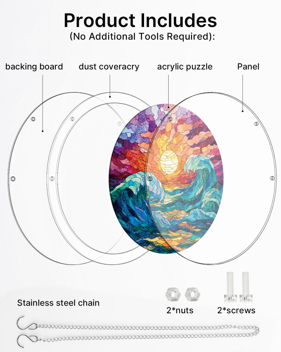 83 - piece Acrylic Jigsaw Puzzle Suncatcher - Golden Tide - KAAYEE Puzzle