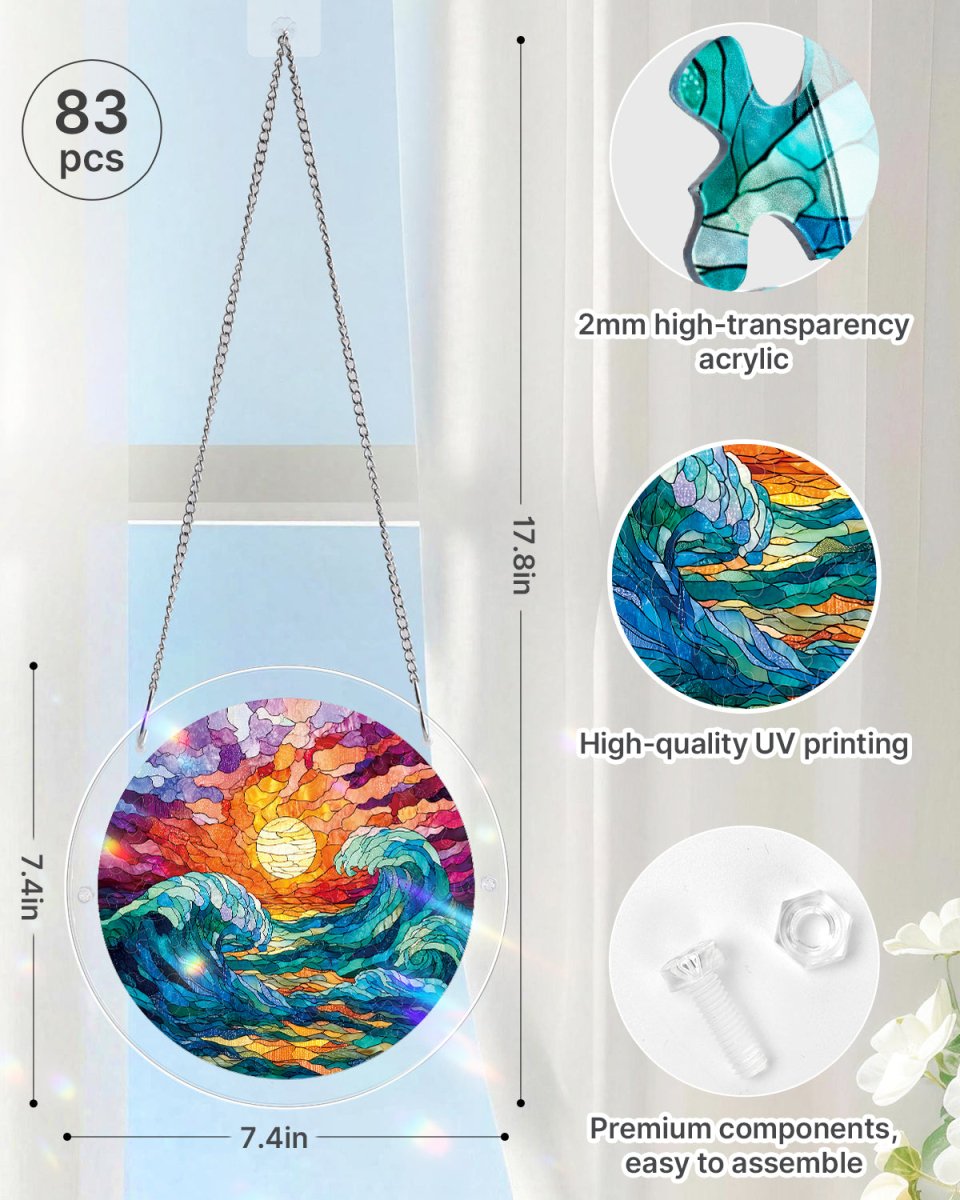 83 - piece Acrylic Jigsaw Puzzle Suncatcher - Golden Tide - KAAYEE Puzzle