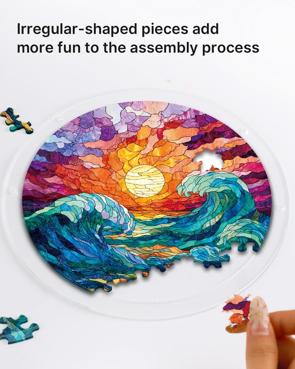 83 - piece Acrylic Jigsaw Puzzle Suncatcher - Golden Tide - KAAYEE Puzzle