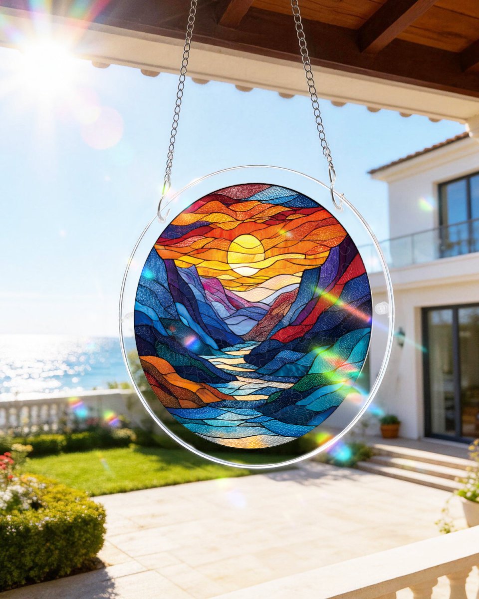 83 - piece Acrylic Jigsaw Puzzle Suncatcher - Moonlit Riverscape - KAAYEE Puzzle