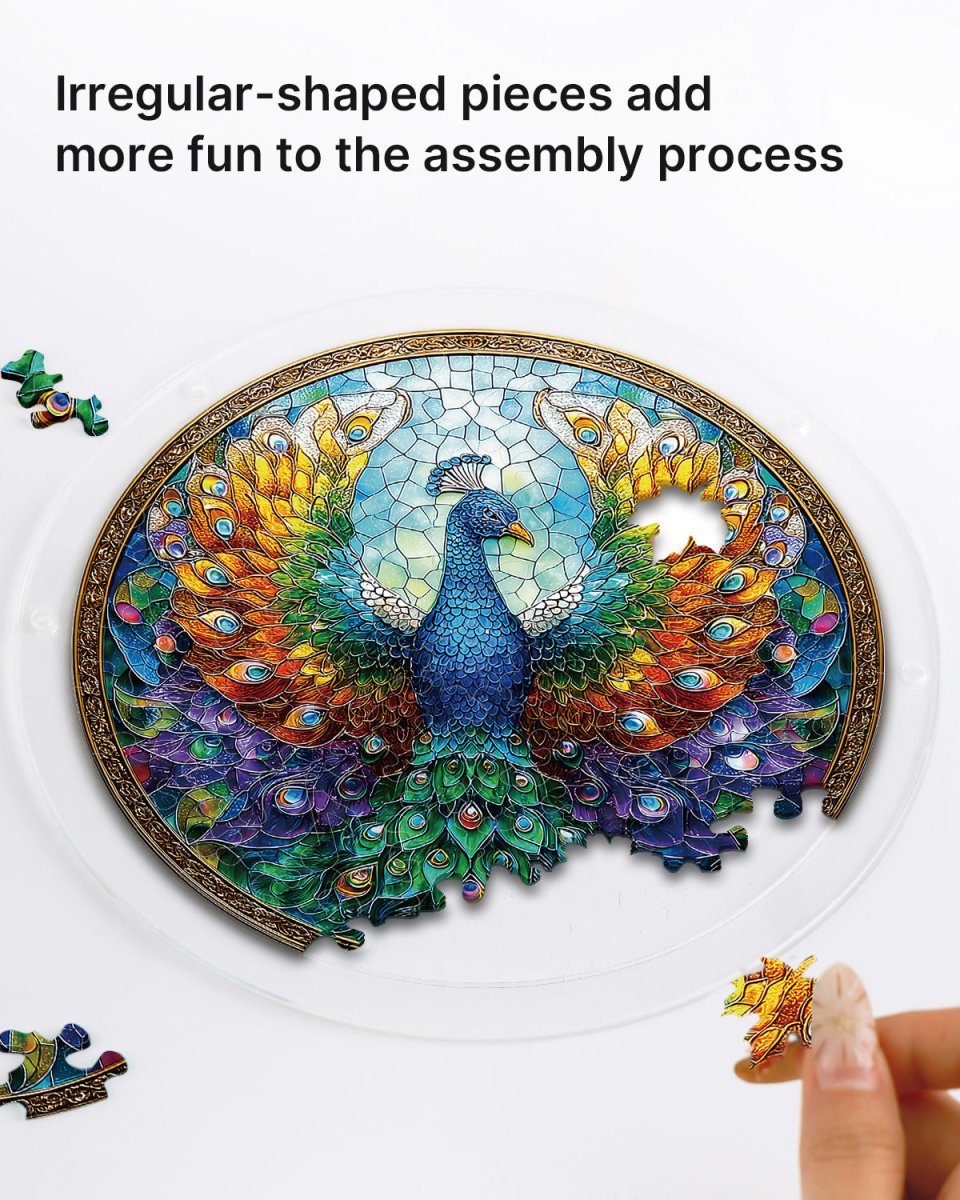 83 - piece Acrylic Jigsaw Puzzle Suncatcher - Peacock of Radiance - KAAYEE Puzzle