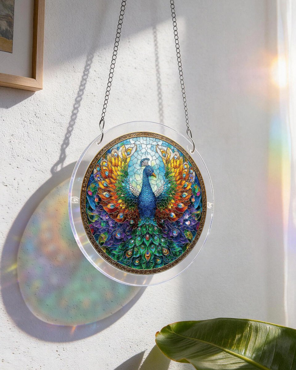 83 - piece Acrylic Jigsaw Puzzle Suncatcher - Peacock of Radiance - KAAYEE Puzzle