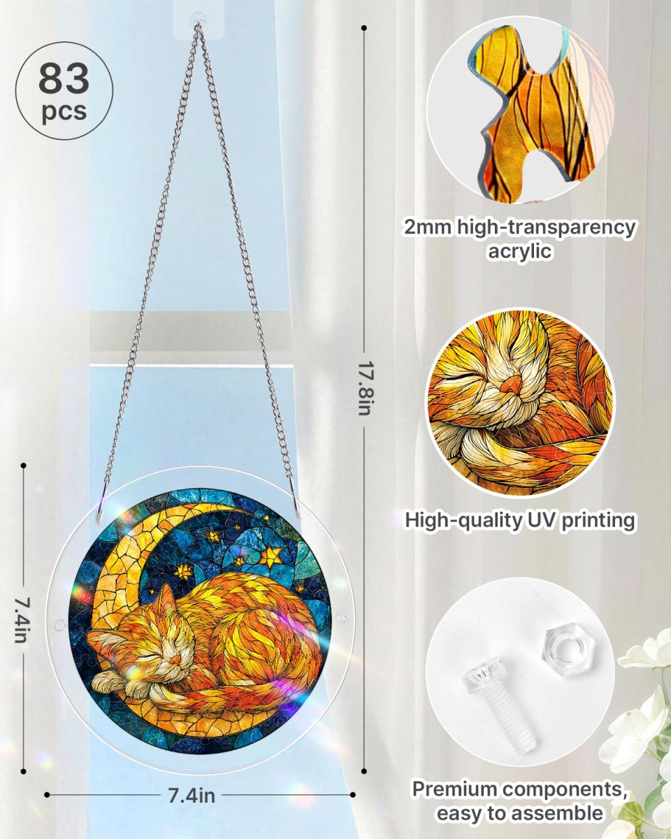 83 - piece Acrylic Jigsaw Puzzle Suncatcher - Starry Moon Cat - KAAYEE Puzzle