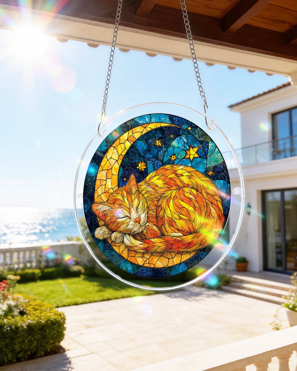 83 - piece Acrylic Jigsaw Puzzle Suncatcher - Starry Moon Cat - KAAYEE Puzzle