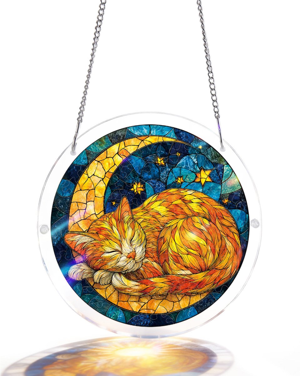 83 - piece Acrylic Jigsaw Puzzle Suncatcher - Starry Moon Cat - KAAYEE Puzzle